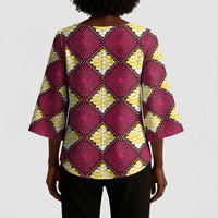 Ruby Gold African Ankara Pattern Kimono Sleeve Blouse