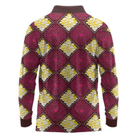 Ruby Gold African Ankara Pattern Long Sleeve Polo Shirt