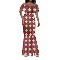 Ruby Gold African Ankara Pattern Mermaid Dress