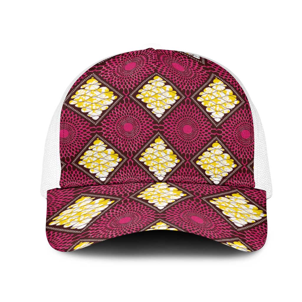 Ruby Gold African Ankara Pattern Mesh Trucker Cap