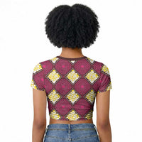Ruby Gold African Ankara Pattern Raglan Cropped T shirt