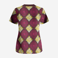 Ruby Gold African Ankara Pattern Scrub Top