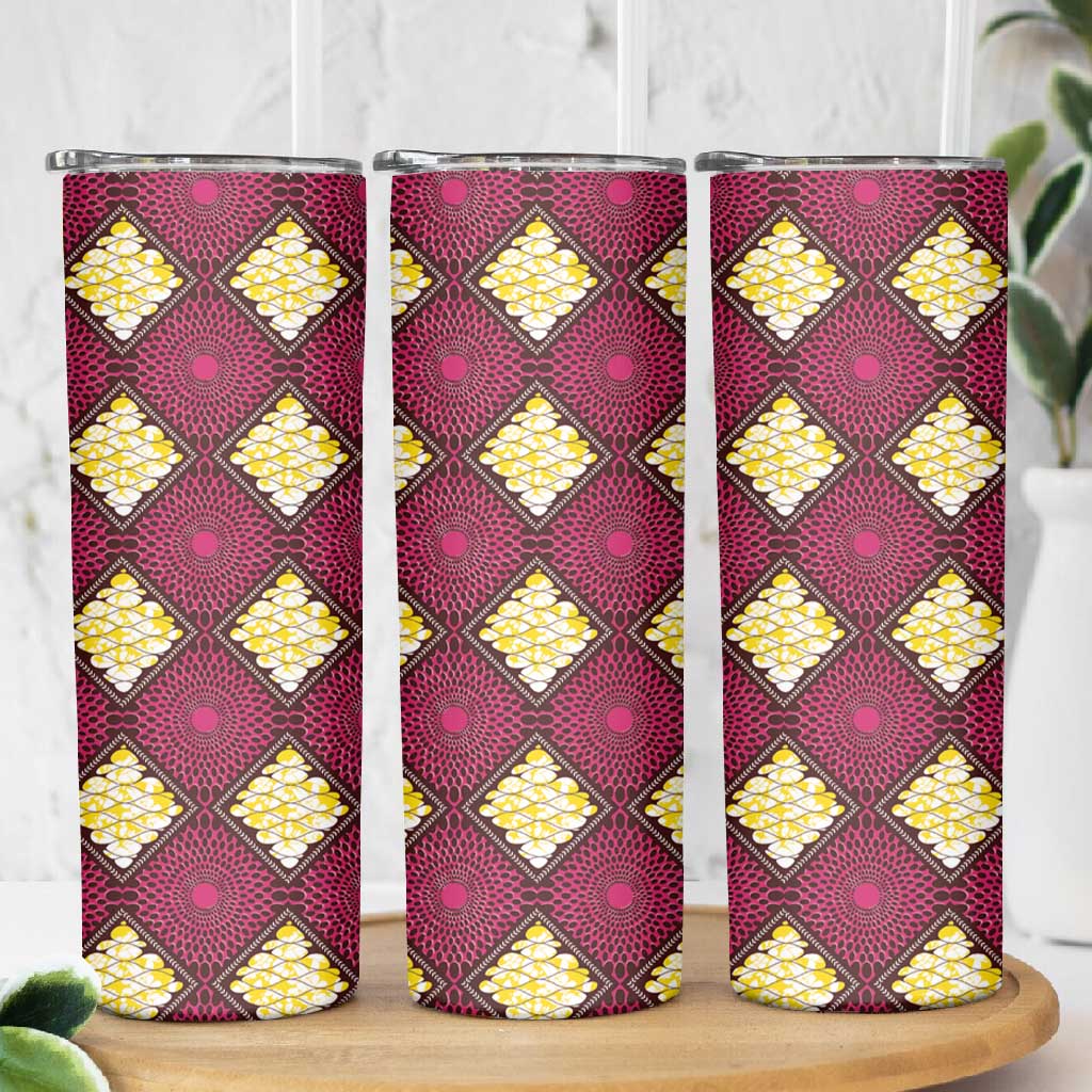 Ruby Gold African Ankara Pattern Skinny Tumbler
