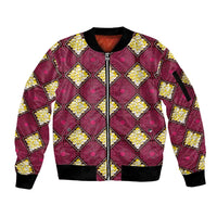 Ruby Gold African Ankara Pattern Sleeve Zip Bomber Jacket