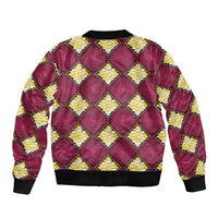 Ruby Gold African Ankara Pattern Sleeve Zip Bomber Jacket