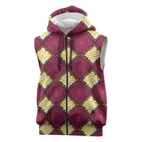 Ruby Gold African Ankara Pattern Sleeveless Zip Hoodie