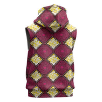 Ruby Gold African Ankara Pattern Sleeveless Zip Hoodie