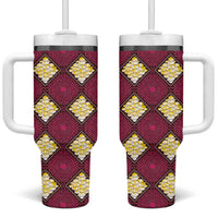 Ruby Gold African Ankara Pattern Tumbler With Handle