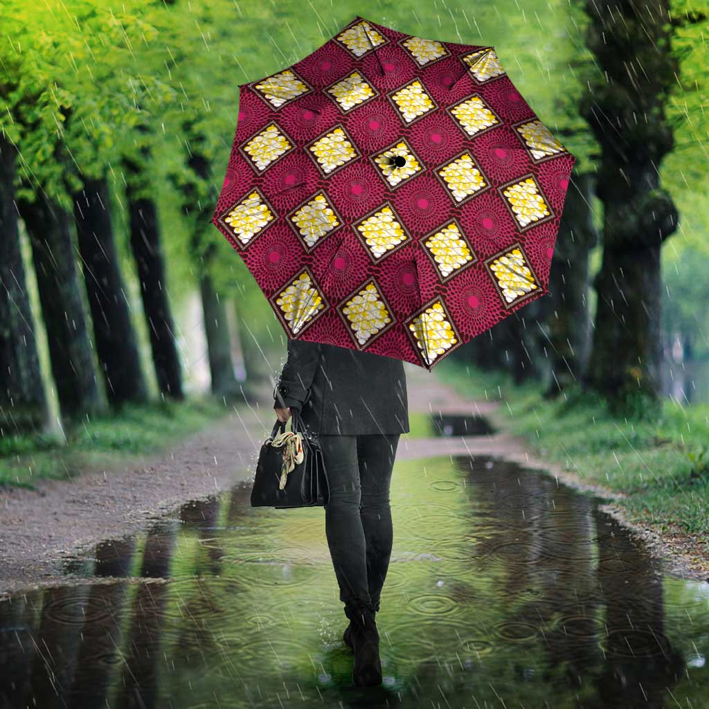 Ruby Gold African Ankara Pattern Umbrella