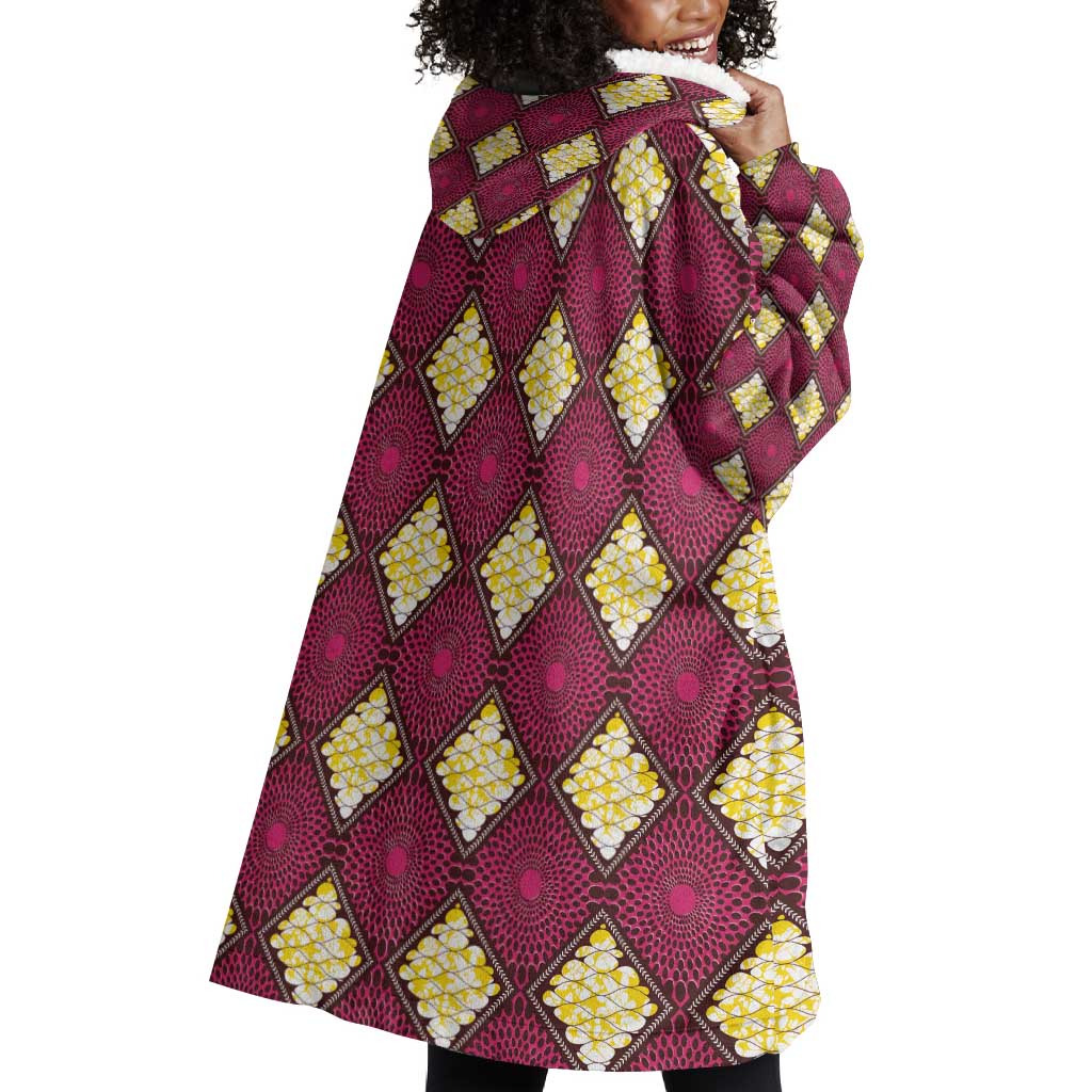 Ruby Gold African Ankara Pattern Wearable Blanket Hoodie