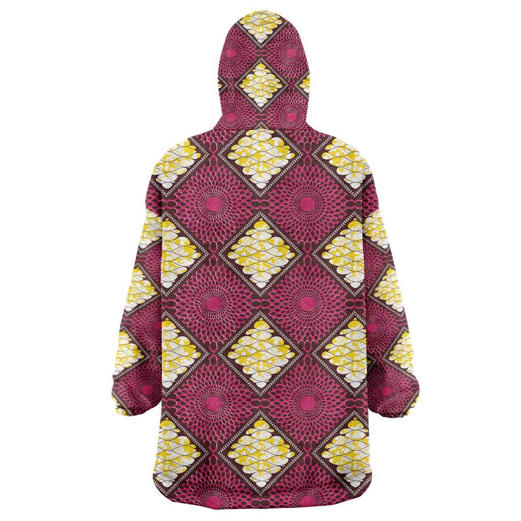 Ruby Gold African Ankara Pattern Wearable Blanket Hoodie