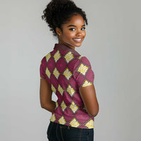 Ruby Gold African Ankara Pattern Women Polo Shirt