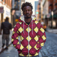 Ruby Gold African Ankara Pattern Zip Hoodie