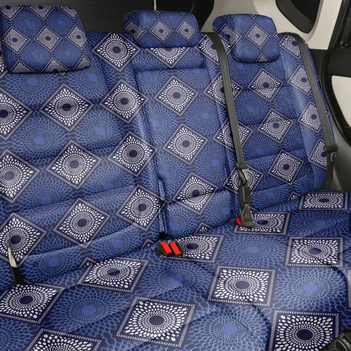 Indigo Diamond African Ankara Pattern Back Car Seat Cover