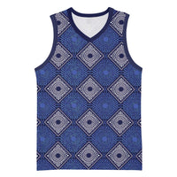 Indigo Diamond African Ankara Pattern Basketball Jersey