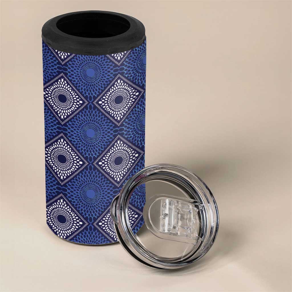 Indigo Diamond African Ankara Pattern 4 in 1 Can Cooler Tumbler