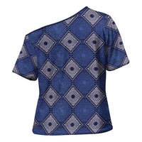 Indigo Diamond African Ankara Pattern Cross Shoulder Shirt