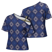 Indigo Diamond African Ankara Pattern Cross Shoulder Shirt