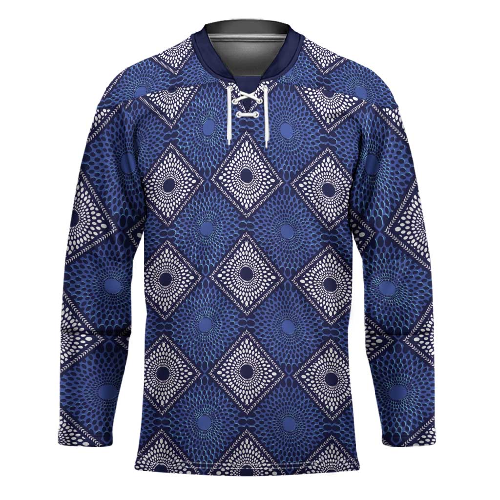 Indigo Diamond African Ankara Pattern Hockey Jersey