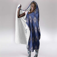 Indigo Diamond African Ankara Pattern Hooded Blanket