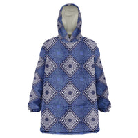 Indigo Diamond African Ankara Pattern Kid Wearable Blanket Hoodie