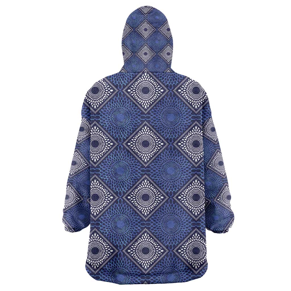 Indigo Diamond African Ankara Pattern Kid Wearable Blanket Hoodie