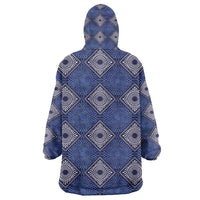 Indigo Diamond African Ankara Pattern Kid Wearable Blanket Hoodie