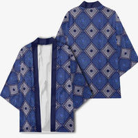 Indigo Diamond African Ankara Pattern Kimono