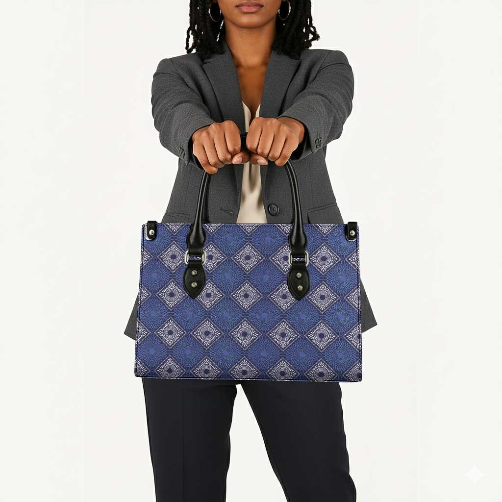 Indigo Diamond African Ankara Pattern Leather Bag