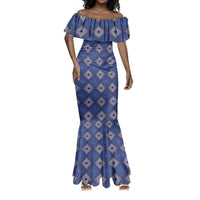 Indigo Diamond African Ankara Pattern Mermaid Dress