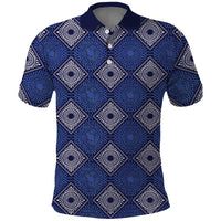 Indigo Diamond African Ankara Pattern Polo Shirt