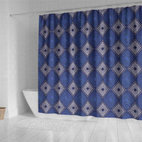 Indigo Diamond African Ankara Pattern Shower Curtain
