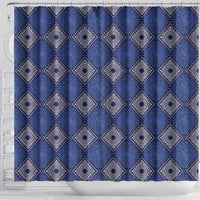 Indigo Diamond African Ankara Pattern Shower Curtain