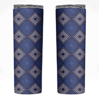Indigo Diamond African Ankara Pattern Skinny Tumbler