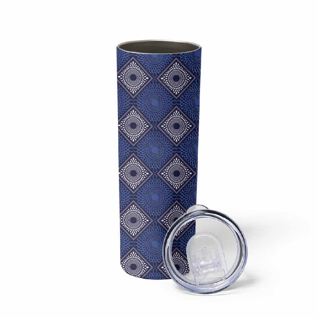 Indigo Diamond African Ankara Pattern Skinny Tumbler