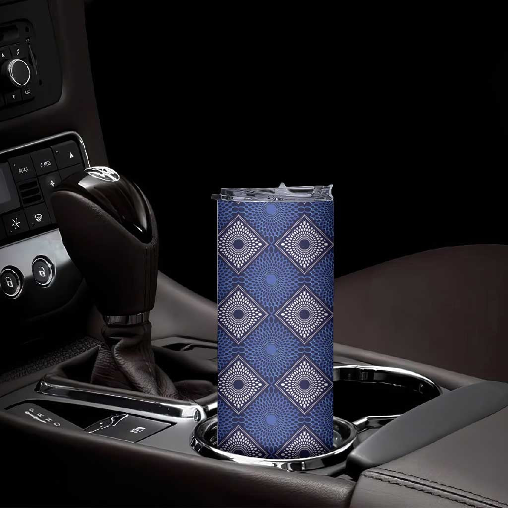 Indigo Diamond African Ankara Pattern Skinny Tumbler