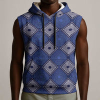 Indigo Diamond African Ankara Pattern Sleeveless Hoodie