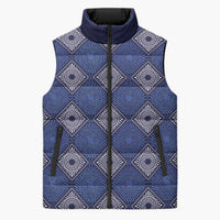 Indigo Diamond African Ankara Pattern Sleeveless Puffer Jacket