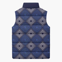 Indigo Diamond African Ankara Pattern Sleeveless Puffer Jacket