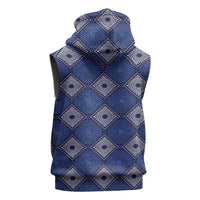 Indigo Diamond African Ankara Pattern Sleeveless Zip Hoodie