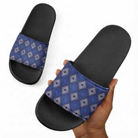 Indigo Diamond African Ankara Pattern Slide Sandals