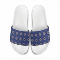 Indigo Diamond African Ankara Pattern Slide Sandals