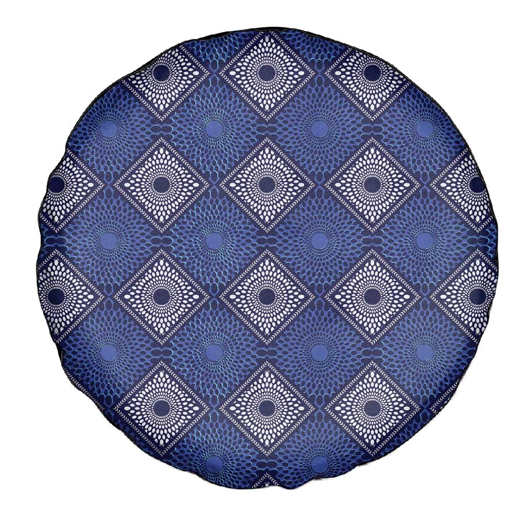 Indigo Diamond African Ankara Pattern Spare Tire Cover