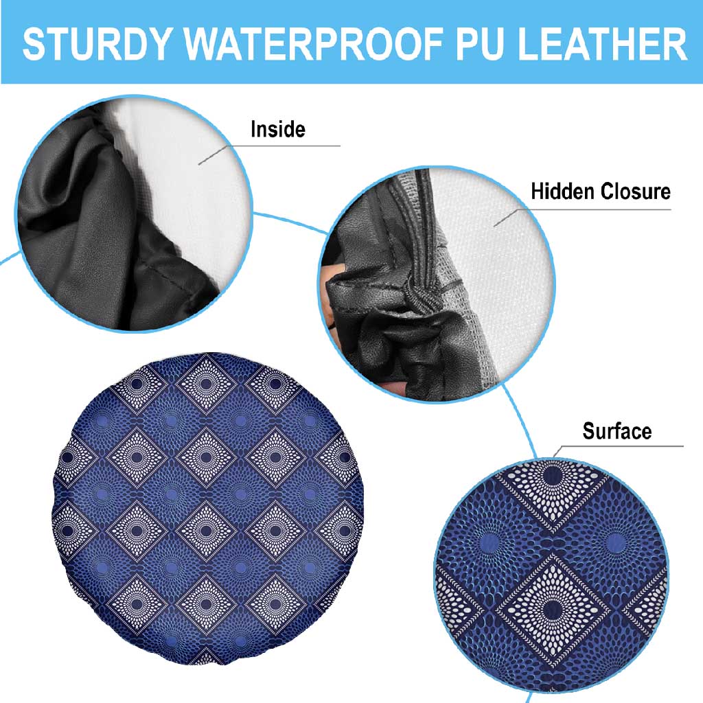 Indigo Diamond African Ankara Pattern Spare Tire Cover