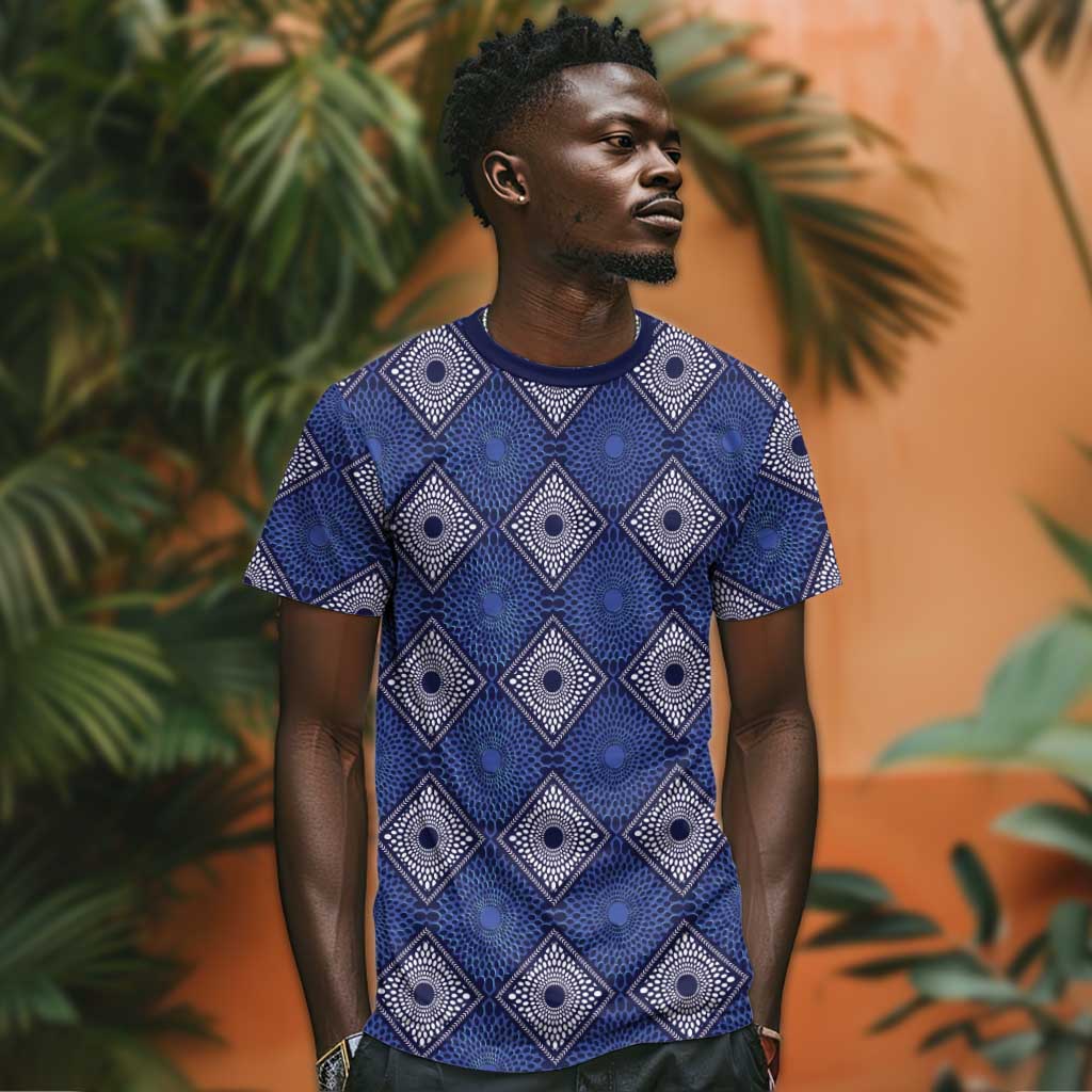 Indigo Diamond African Ankara Pattern T shirt
