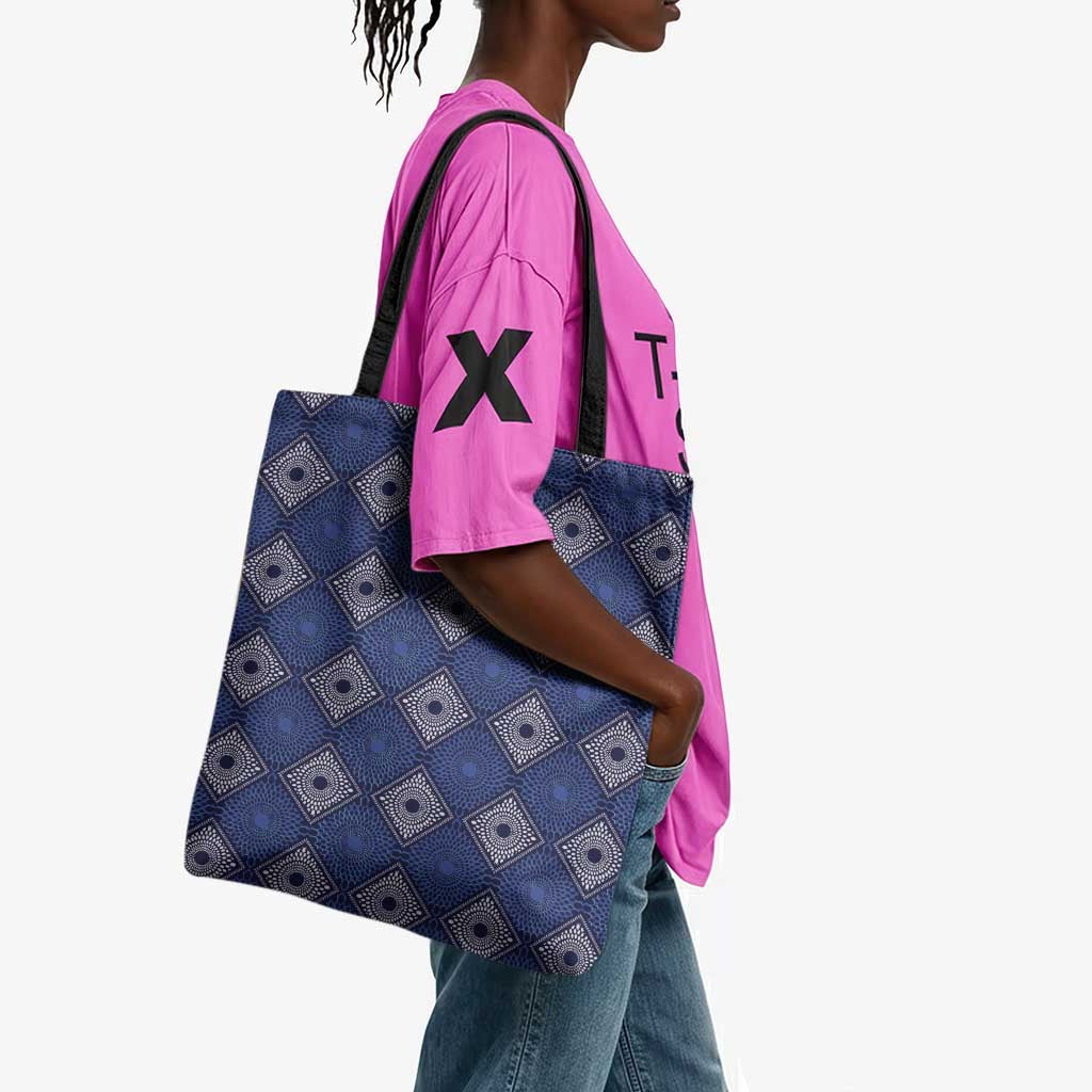 Indigo Diamond African Ankara Pattern Tote Bag