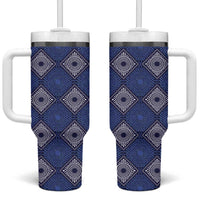 Indigo Diamond African Ankara Pattern Tumbler With Handle