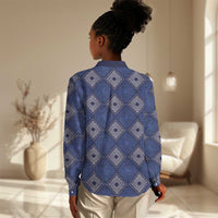 Indigo Diamond African Ankara Pattern Women Casual Shirt