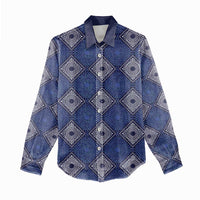 Indigo Diamond African Ankara Pattern Women Casual Shirt