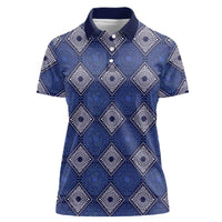 Indigo Diamond African Ankara Pattern Women Polo Shirt